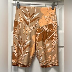 Aerie Offline Real Me High Rise Bike Shorts Beige/Orange, Size Medium NWT
